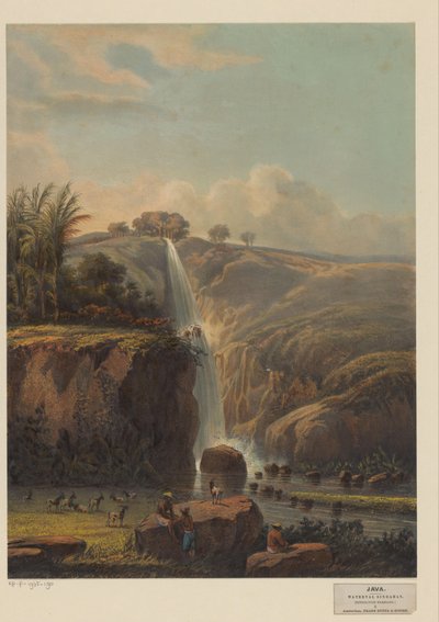 View of the Waterfall in Singahan by Johan Conrad Greive