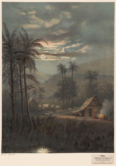 Landscape by Moonlight near Sumedang by Johan Conrad Greive