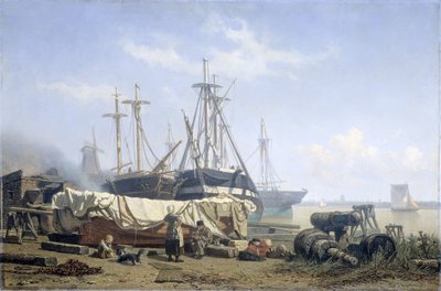 Midday Break at a Shipyard on the Maas by Johan Conrad Greive