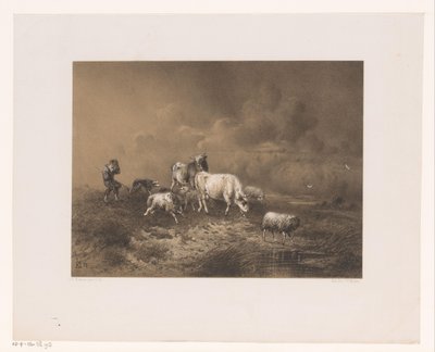 Shepherd with Flock in a Storm by Johan Daniël Koelman