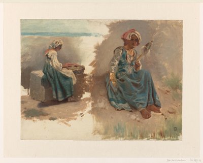 Two Sketches of Seated Women by Johan Daniël Koelman