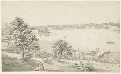 View of a Wide Water in the Mountains with Figures in the Foreground by Johan Eric Rehn