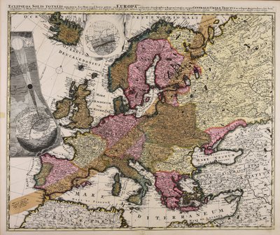Geographical Representation of the Total Solar Eclipse with Duration on May 12, 1706, Celebrated in Europe, Showing the Path of the Central Shadow and Other Magnitudes in Their Respective Places, Derived from the Observations of Illustrious Men by Johan Gabriel Doppelmayr