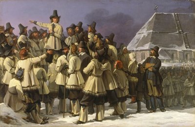 King Gustav Vasa of Sweden Addressing Men from Dalarna in Mora by Johan Gustaf Sandberg