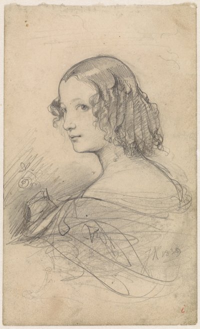 Portrait of a Young Woman with Ringlets, Facing Left by Johan Hendrik Koelman
