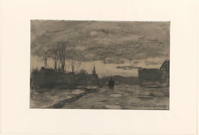 View of a Quay by Johan Hendrik Weissenbruch (signed by artist)