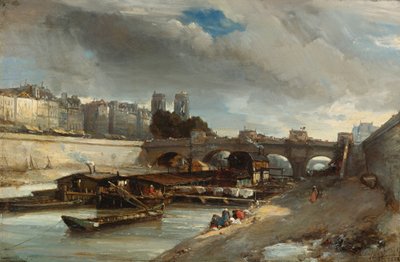 Boat Laundry Near the Pont Neuf, Paris by Johan Jongkind