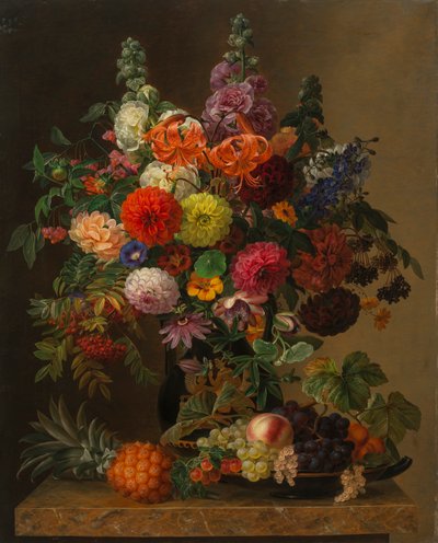 Still life with Flowers and fruits, 1836 by Johan Laurentz Jensen