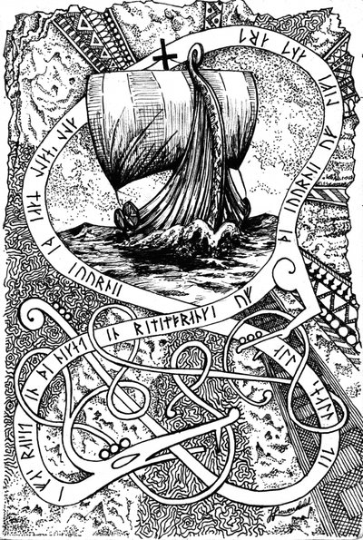 Norse Runic Longship by Johan Liewendahl