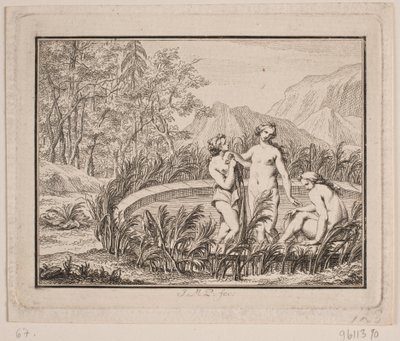 Vignette. Three Women Bathing in a Basin by Johan Martin Preisler