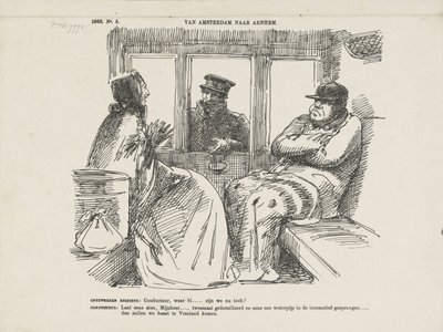 Caricature of the Many Accidents on the Rhine Railway, 1866 by Johan Michaël Schmidt Crans