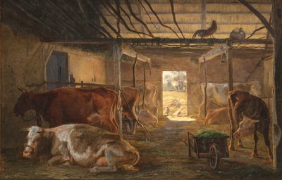A Cowshed on a Farm at Vejby, Zealand by Johan Thomas Lundbye