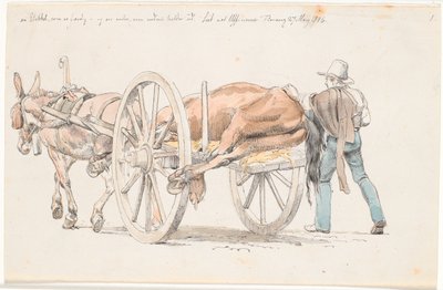 A Dead Horse Carried Away on a Donkey Cart by Johan Thomas Lundbye