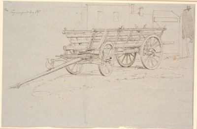 A Harvest Wagon with a Cackling Hen on the Wagon Pole by Johan Thomas Lundbye
