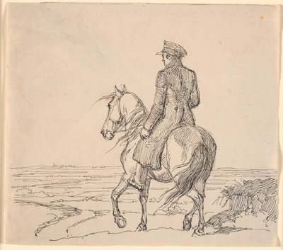 A Rider Seen from Behind Riding into a Vast Landscape by Johan Thomas Lundbye