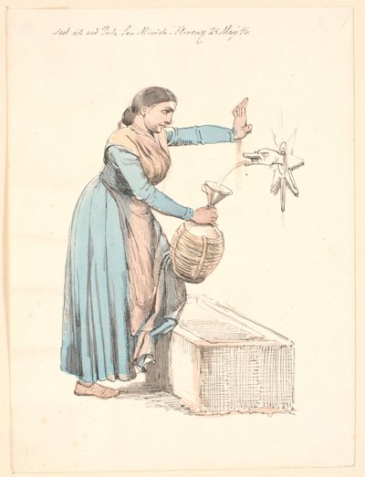 Italian Woman Fetching Water at a Fountain by Johan Thomas Lundbye