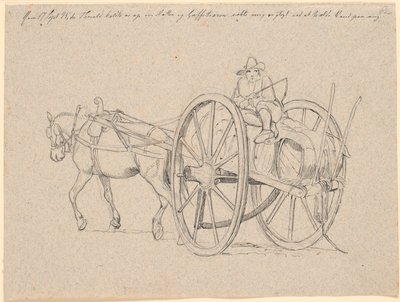 Italian Peasant Driving to Town with Wine Barrels on His Cart by Johan Thomas Lundbye