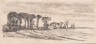 Landscape with a row of trees by Johan Thomas Lundbye