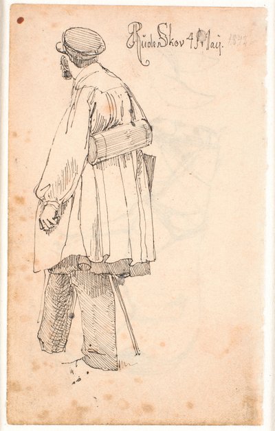 P.C. Skovgaard with Botanical Box, Standing and Seen from the Back by Johan Thomas Lundbye