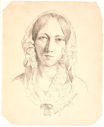 Portrait of a Young Woman, Possibly Louise Marie Neergaard (1816-1895) by Johan Thomas Lundbye