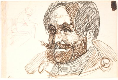 Portrait of a Bearded Man in a Jacket and Study of a Seated Woman by Johan Thomas Lundbye