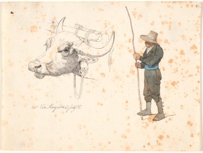 Study of the Head of an Ox and a Standing Field Mouse by Johan Thomas Lundbye