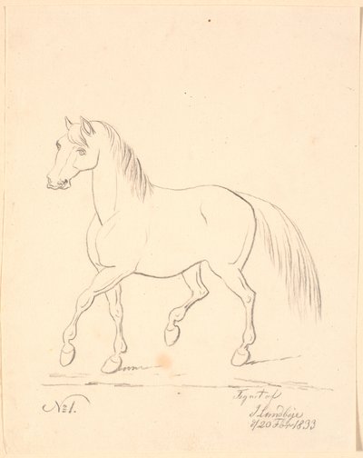 Trotting Horse, Facing Left by Johan Thomas Lundbye