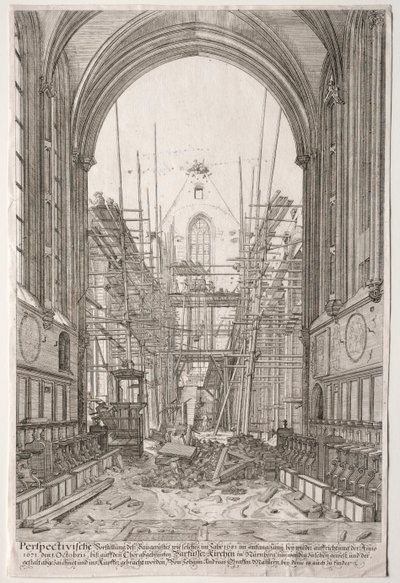 View in the Church of the Franciscans, Barfüsser-Kirke by Johan Ulrich Krauss