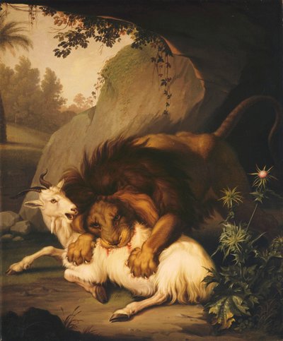 A Lion attacking a Goat by Johan Wenzel Peter