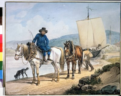A Horse and Cart at the River by Johann Adam Klein