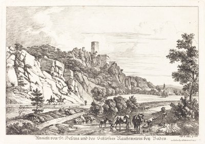 View of St. Helena and Rauhenstein Castle near Baden by Johann Adam Klein