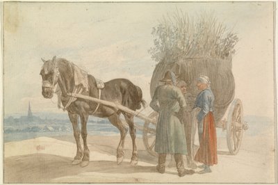 Austrian Peasants with a Horse and Cart, with Vienna in the Distance by Johann Adam Klein