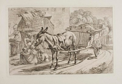 Donkey Harnessed to a Cart by Johann Adam Klein