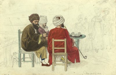 Three Turks (or Greeks) Sitting at a Coffeehouse Table, in the Coffeehouse Augustini on the Rotenturmbastei by Johann Adam Klein