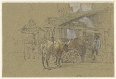 Oxen and a Horse at the Blacksmith by Johann Adam Klein