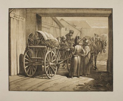 Polish Jews in Conversation by a Wagon by Johann Adam Klein