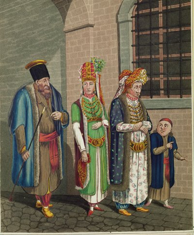 A Family of Turkish Jews, Wearing Their Typical Costumes by Johann Adolph Opitz
