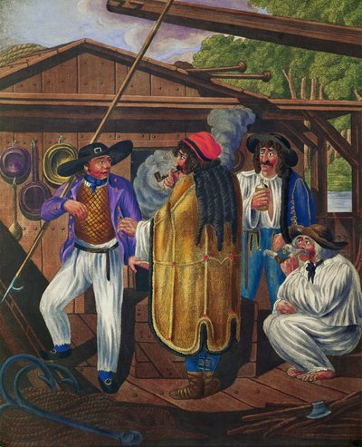 Coachdriver and sailors on a Danube-boat, from a series of Viennese types by Johann Adolph Opitz