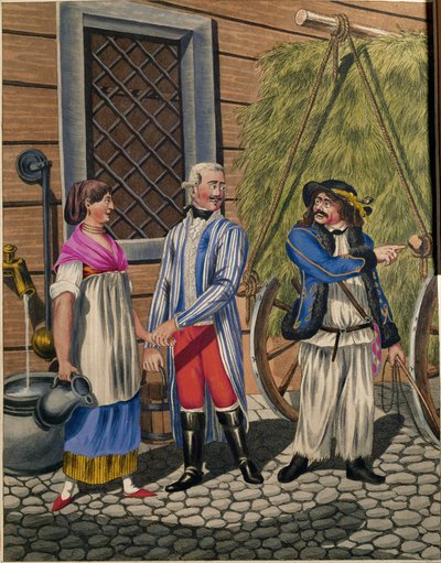 Coachman of a Gentleman, Servant Girl and Hay-Vendor, from a Series of Viennese Types by Johann Adolph Opitz