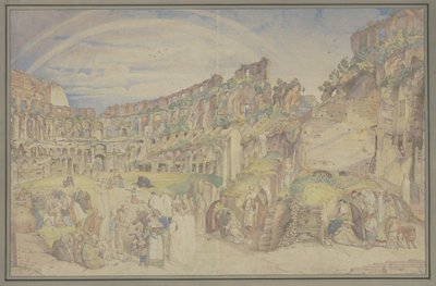 View of the Interior of the Colosseum in Rome with Scenes from Italian Folk Life by Johann Anton Ramboux