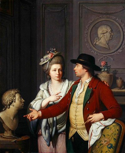 Samuel Nahl Shows His Bride a Bust of His Brother by Johann August the Younger Nahl