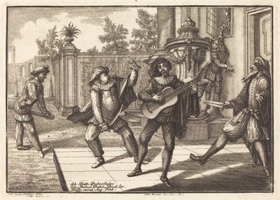 Scaramouche Distracts Pantalon by Johann Balthasar Probst after Johann Jacob Schübler