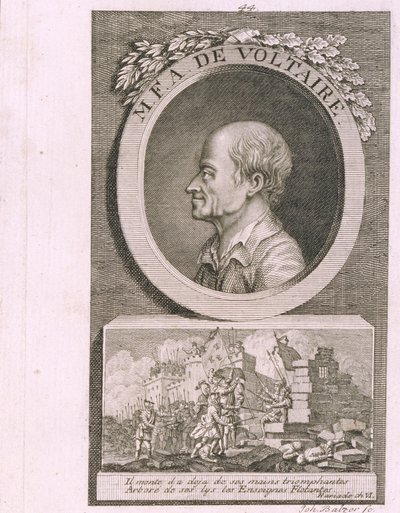 Portrait of the writer, essayist and philosopher Francois Marie Arouet de Voltaire by Johann Balzer