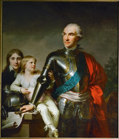 Count Stanislas Felix Potocki and His Two Sons Felix-Georg and Stanislas by Johann Baptist Edler von Lampi