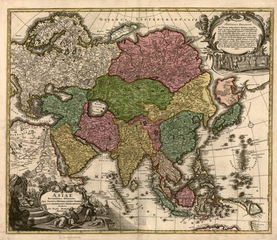 Recent Map of Asia, Showing the States and Empires of the Entire East along with the Eastern Indies by Johann Baptist Homann