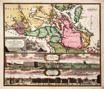 Accurate Map of the Upland Shears with the Situation and Area around the Royal Swedish Capital and Resident City of Stockholm, c.1740 by Johann Baptista Homann