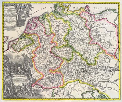 Hydrographic map of Germany, circa 1720 by Johann Baptista Homann