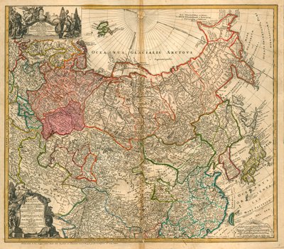 Map of Russia from: Imperii Russici et Tartariae Universae tam Majoris et Asiaticae quam Minoris et by Johann Baptista Homann