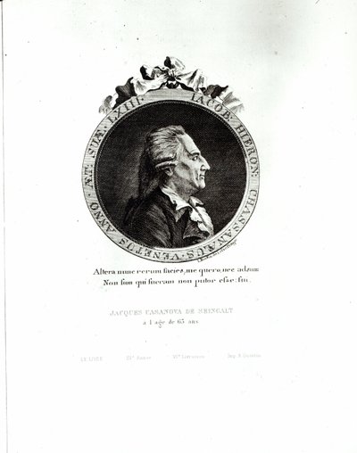 Medallion Portrait of Giacomo Casanova, age 63, 1788 by Johann Berka