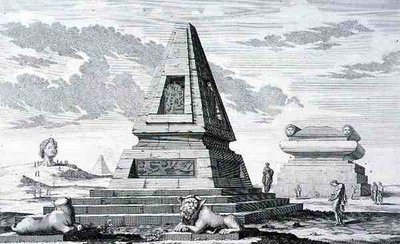 Pyramids Marking the Tomb of King Sotis of Egypt, from Entwurf einer historischen Architektur by Johann Bernhard (after) Fischer von Erlach